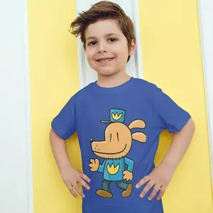 Dog Man Print T-shirt, Birthday Dog Man Printed T-Shirt, Birthday Party Gift, Birthday Party Uniform T-Shirt, Unisex, Blue, 100% cotton