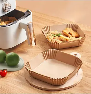 Disposable Nonstick Thick Food-Grade Silicone Baking Liner Set, 100 Pcs Flexible Kitchen Bakeware Utensils for Fryer Basket - Square/Rectangle Sizes: 6.3in×6.3in, 8in×8in, 5.5in×8.7in, Wood-Compatible Parchment Sheets for Spring Glowup