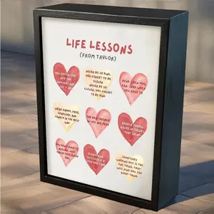 Wooden Box Sign, Life Lessons From Taylor Humorous Words Work Desk Decor for Home Office Studio, Inspirational Quotes for Music Room Dorm Decor, Desk Signage Decoration