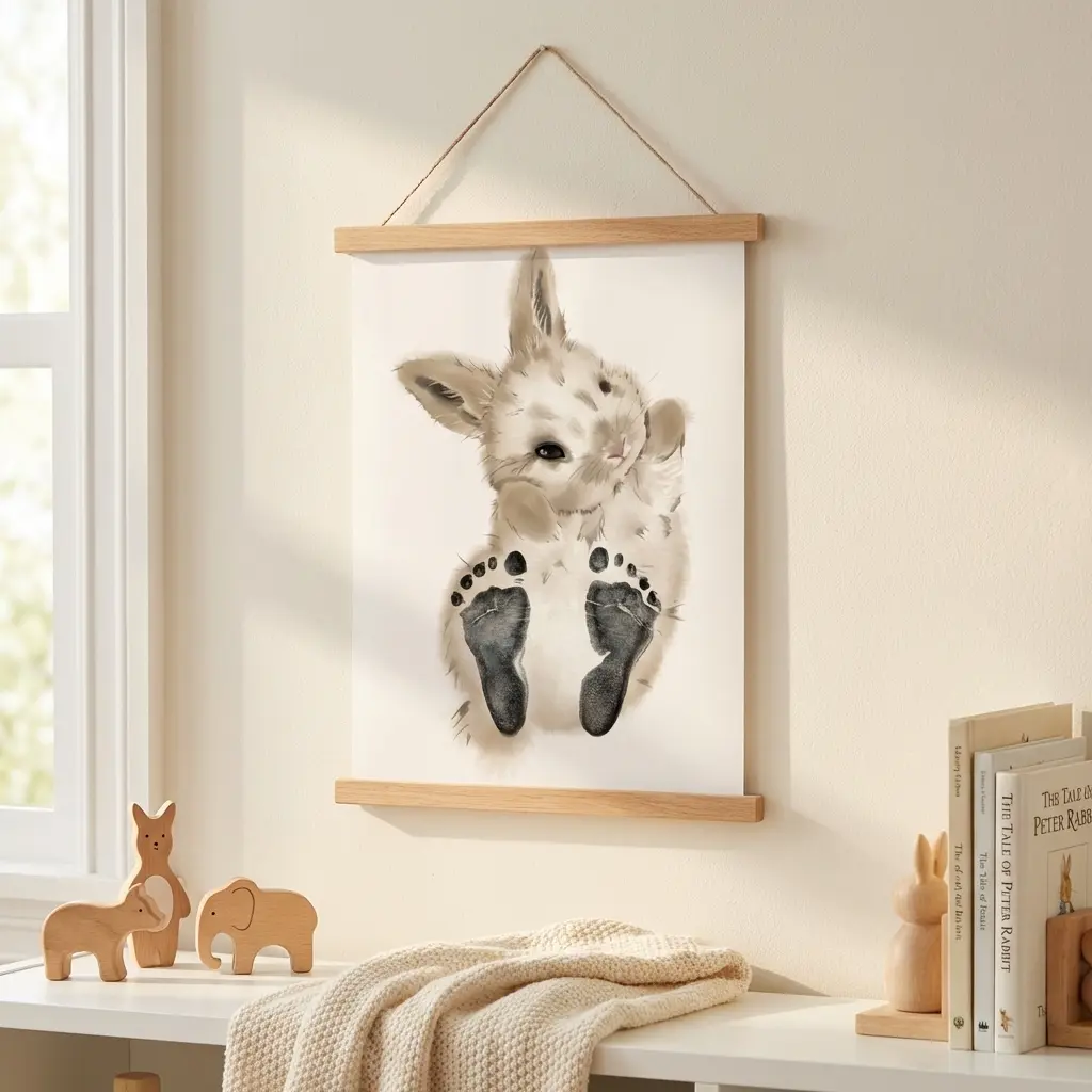 Footprint Keepsake Frame, DIY Handprint & Pet Paw Print Memory Display Shadow Box, Home Decor Gift for New Parents, Pet Owners and Families