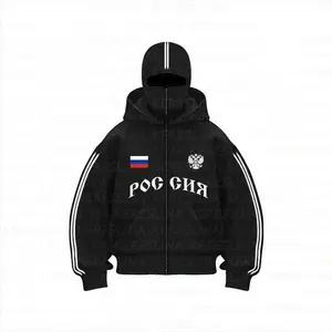 Double Hat Balaclava Hoodies Fashion Hip Hop Winter Windproof Sweatshirt Streetwear Trend ?zipper Face Mask Hoodie Jacket Coat