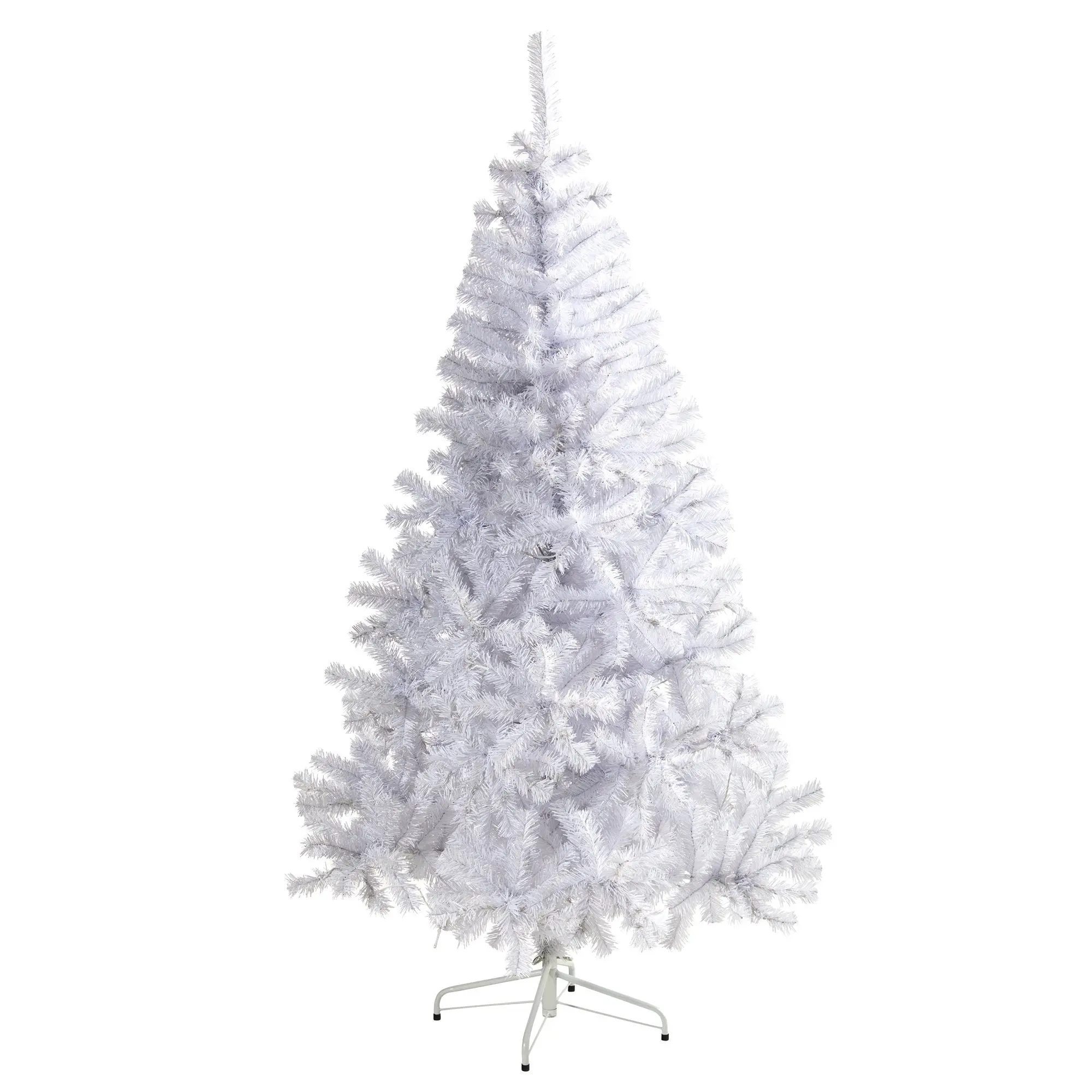 6ft White Artificial Christmas Tree with Metal Stand, 680 Bendable Branches, Holiday Ornaments & Artificial Flower Accents for Festive Decoration