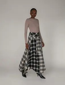 VELA Mixed Plaid Skirt