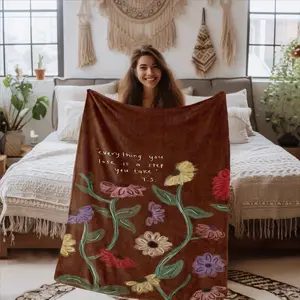 Blanket - Cozy All-Season Throw with Iconic Lyrics and Colorful Flowers, Ideal for Sofa, Bed, Camping & Travel, Comfortable Multifunctional GiftD913-270