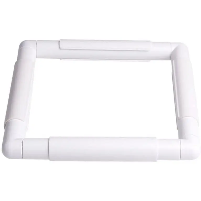 White Plastic 6x6 in Square Embroidery Hoop - Handheld Snap Clip Frame, DIY Home Projects & Sewing Projects Ideas Tool for Cross Stitching, Square Shape