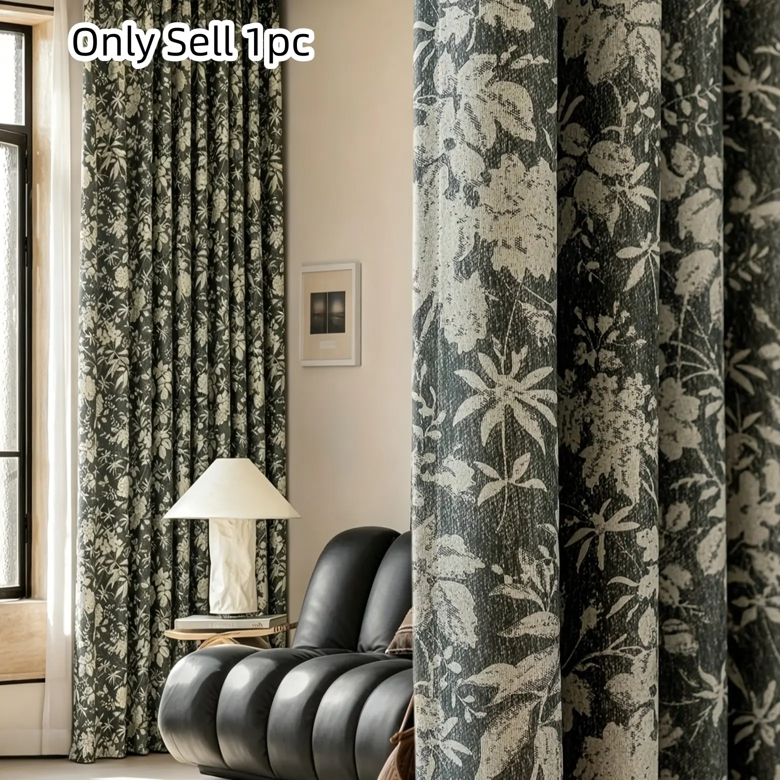 1pc New European Chenille Rose Drapes, Modern Curtain for Home Insulation, Living Room Bedroom Office Decor, Daily Use Curtains