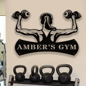 Personalized Gym Sign, Custom Women Gym Sign Girls Gym Sign - Workout Room Home Decor - Family Gym Wall Art - Gifts for Mother Sister Women, Metal Gym Signs