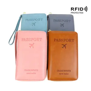 Compact RFID Passport Wallet with Phone Storage, Secure Zipper Design for Cards, Cash & Boarding Passes, Travel Essential Organizer for Women and Men