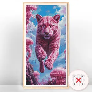 Tiger Pattern Cross Stitch Kit without Frame, DIY Cross Stitch Kit, Cross Stitch Printed Canvas, DIY Cross Stitch Kit for Beginner