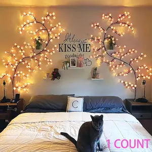 96leds/144leds Sakura Vine Lights, Bendable LED Branch Lights, 8 Flash Modes, USB Powered, Decorative Indoor Atmosphere Decor for Bedroom, Living Room, Party