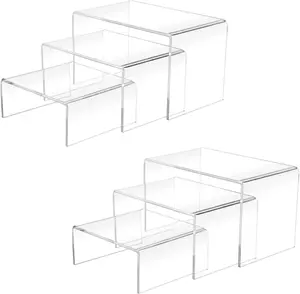 2 Sets Acrylic Display Risers(3",4",5") Clear Product Stand,Cupcakes Holder Dessert Transparent Showcase Stands, Candy Bar Risers, Lifts for Figures Cerpourt