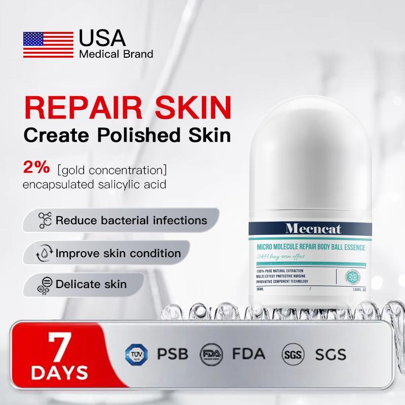 Mecncat Multi-Effect Skin Repair Roller Micro-Molecular Serum - 2% Gold Concentration Salicylic Acid, Elastic Firming Ampoules, Brightening Serum, Youth Exfoliant Skincare Single Item (Regular Edition, Serums & Essences)