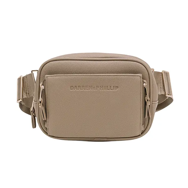 Darren & Phillip Dog Crossbody Walking Bag - Vegan Leather with Gold Hardware, Poop Bag Dispenser, Treat Bag, Key Leash, Adjustable Strap, Dog Mom Gift