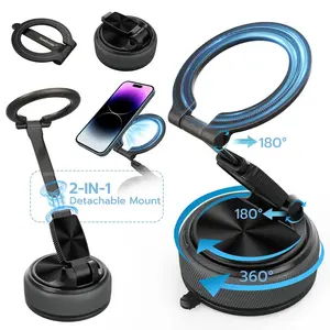 Detachable Plugable 2-in-1 Phone Holder, Magnetic Suction Cup 360° Rotatable Mount, Hands-Free Support for Car Office Kitchen Bathroom All Smartphones