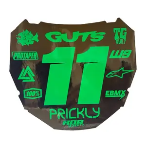 ODI Style Front Number Plate Decal — 11 Logo — Green