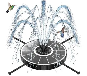 SZMP Solar Fountain with 3 Spray Height, 3.5W Glass Solar Bird Bath Fountain with 4 Adjustable Fixed Rods, and 7 Nozzles, Outdoor Solar Water Fountain Pump for Bird Bath, Garden, Pool, Pond