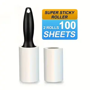 Super Strong Lint Roller, 2 Roll 100 Sheets with Handle, Heavy-Duty Sheets, Manual Lint Remover for Clothes, Carpets, Sofas, Pets