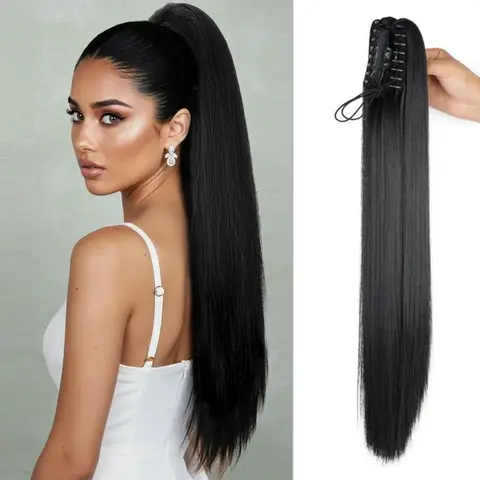 YWGYWG Women's Clip-in Ponytail Synthetic Extensions & Pieces - 14-in/26-in Extra Long Easy Claw Clip Hair Extensions Accessory, Claw Clip Ponytail, Easy Clip Synthetic Extensions & Pieces, Extra Long Synthetic Extensions & Pieces