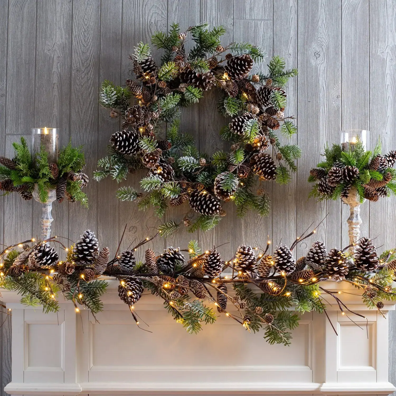Handmade Artificial Snowy Norway Spruce Green Garland Christmas Decoration - 6 ft Indoor/Outdoor Safe Holiday Table Runner, Unlit or Pre-Lit Warm-Toned LED Lights, Matching Wreath CW1433, for Party Decor