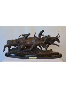 Remington’s The Stampede – Museum Quality Reproduction | Medium Bronze (Black Base)