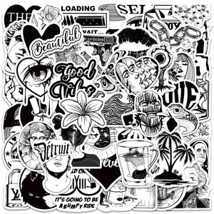 50pcs Black and White Instagram Style Plaster Portrait Stickers, Suitable for Scrapbooks, Diaries, Laptops, Water Bottles, Cars, Etc. Faith-based Designs, Gifts with Positive Messages Car Decals