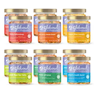 Globowl Around the World Variety Pack - 12 Pack Now with New Flavors Baby Bibimbap Baby Spicy Bean Bowl Veggie Tikka Masala Pad Thai for Tots Mini Strong Yaya Medi Bowl