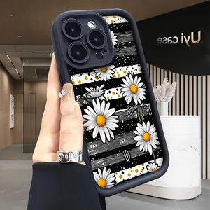 Daisy Stripe Phone case for iPhone 17 Air 16 15 16e 14 13 12 11 Pro Max Plus X XS Full Body Protection Shockproof Soft Silicone Cover