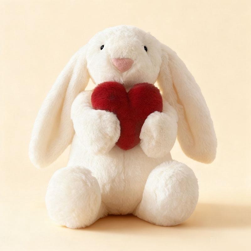 Cute Rabbit Plush Toy, Handheld Heart Soft Bunny Doll, Perfect Gift for Valentine's Day, Anniversary & Birthday, Huggable Stuffed Animal-Gift for Grandma