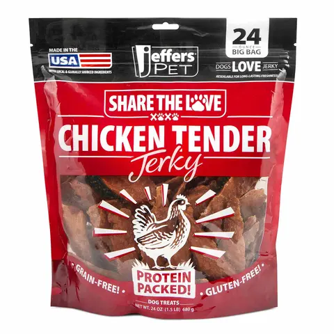 Jeffers Chicken Jerky Healthy Dog Treats, 24 oz - 100% Natural, Grain-free, Gluten-free, Made in USA Supplements Training