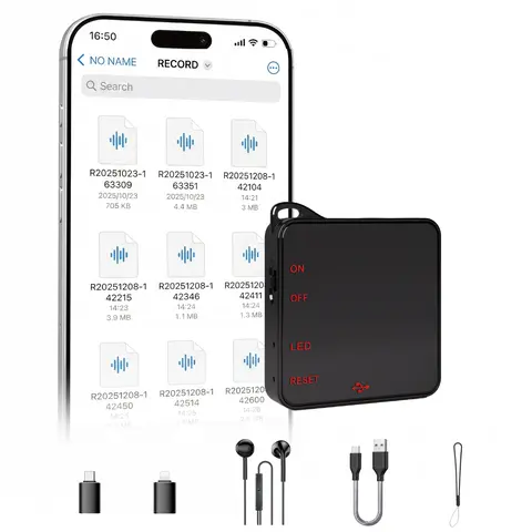 Digital Magnetic Smart Voice Recorder - Ultra Slim Metal Device with 45db Sound Activation, 1536 kbps 3D HD Stereo Recording, Noise Canceling, Long Battery Life, Large Storage, USB OTG Adapter, Compact Portability for Business Use