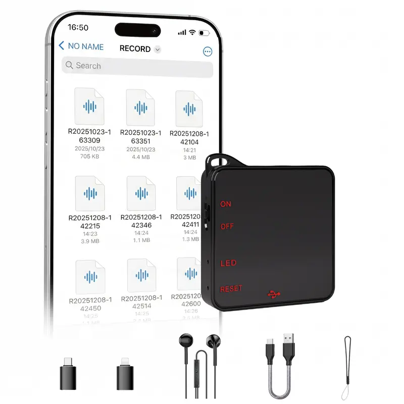 Digital Magnetic Smart Voice Recorder - Ultra Slim Metal Device with 45db Sound Activation, 1536 kbps 3D HD Stereo Recording, Noise Canceling, Long Battery Life, Large Storage, USB OTG Adapter, Compact Portability for Business Use