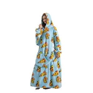Unisex Pizza Print Hoodie, Thickened Casual Loungewear, Large Pockets, Comfortable Home Wear, Men & Women