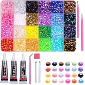 10-Piece Resin Rhinestone Metallic Set, Includes 3mm Mixed Crystals & B7000 Glue, Ideal for Handmade Clothing & Nail Art Supplies