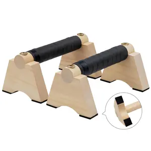 WELSTEEPSE Premium Wood Push Up Bars (2 Pack) - Multifunctional Workout Station, Pushup Handles, Portable Calisthenics Parallettes for Men’s Home Handstand Strength Training ergonomic  design