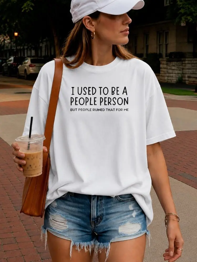 Women's 100% Cotton Essential Round Neck Short-Sleeve Breathable Tee - Simple Style Unisex Humor Graphic Conversation Starter, Lightweight Fabric, Comfortable Fit, Casual Streetwear for Festivals, Everyday Wear