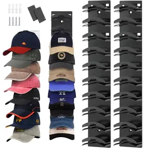 Strong Adhesive Hat Rack for Baseball Caps, 2 Pack Wall Mount Cap Organizer, Wrinkle-Free Hat Storage, Easy Install Hanger to Declutter Your Bedroom and Closet