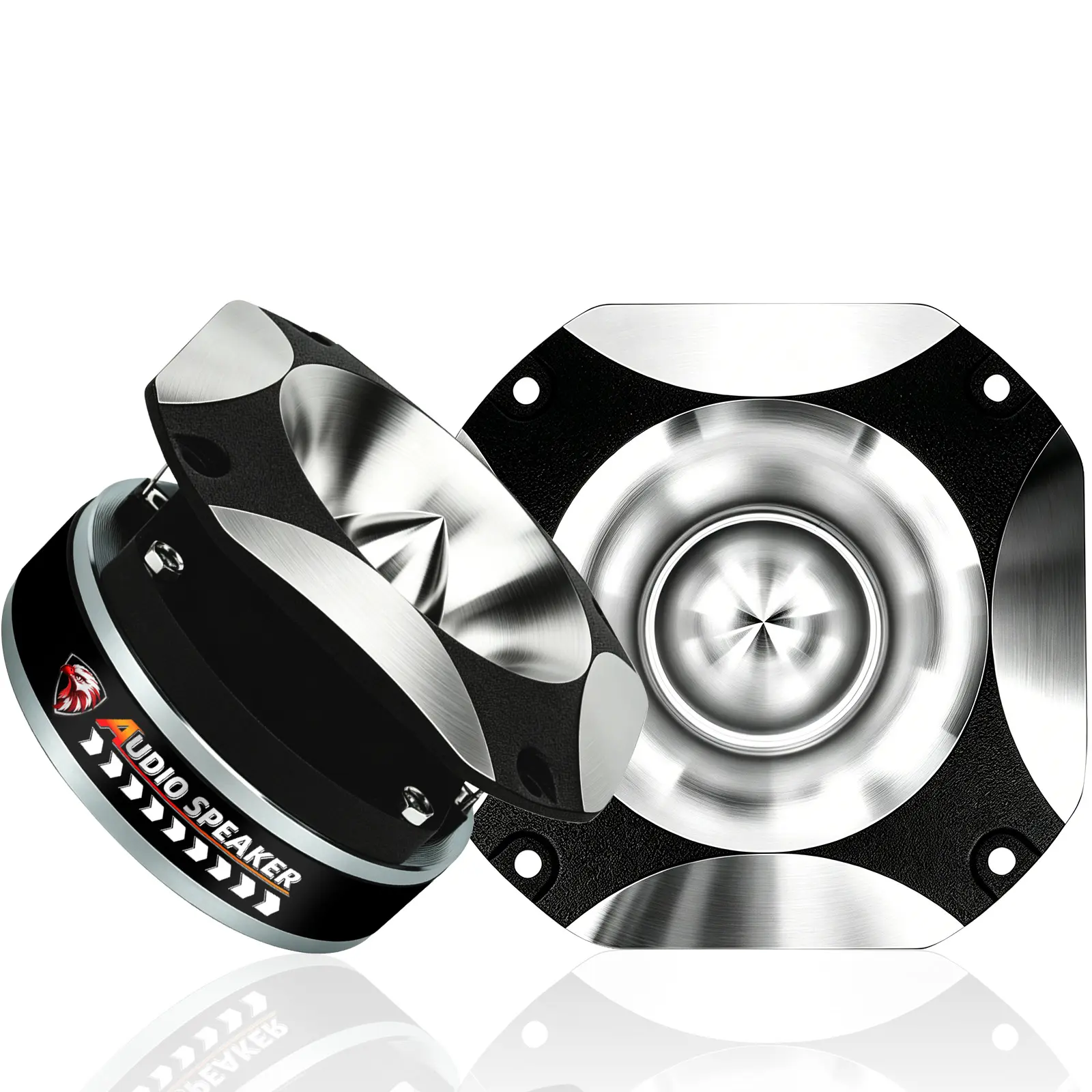 TANVSO 4 Inch Black Silver Car Audio Super Tweeters Pair, 1200W MAX 4 Ohm Bullet Speakers, 107dB Titanium Compression Drivers with 1.5 Inch Voice Coil for Door Panels, Speaker Boxes stereo custom prints installation channel amp