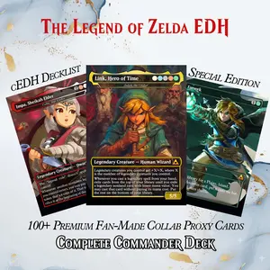 ️ SAVIOR OF HYRULE ANIME MTG PROXY COMMANDER DECK – PREMIUM COLLECTOR SET (116 Cards | Multiple Versions | Dice Set | Playmat | Velvet Bag | Leather Box | DeckGalaxy)