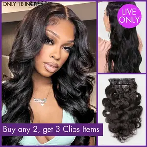 [BUY 2 GET 3]LUVME 100% Virgin Human Hair Extensions Seamless & Invisible Edge Straight, Body Wave, Kinky Curly, Yaki Straight, Messy Burmese Curl Clip-In