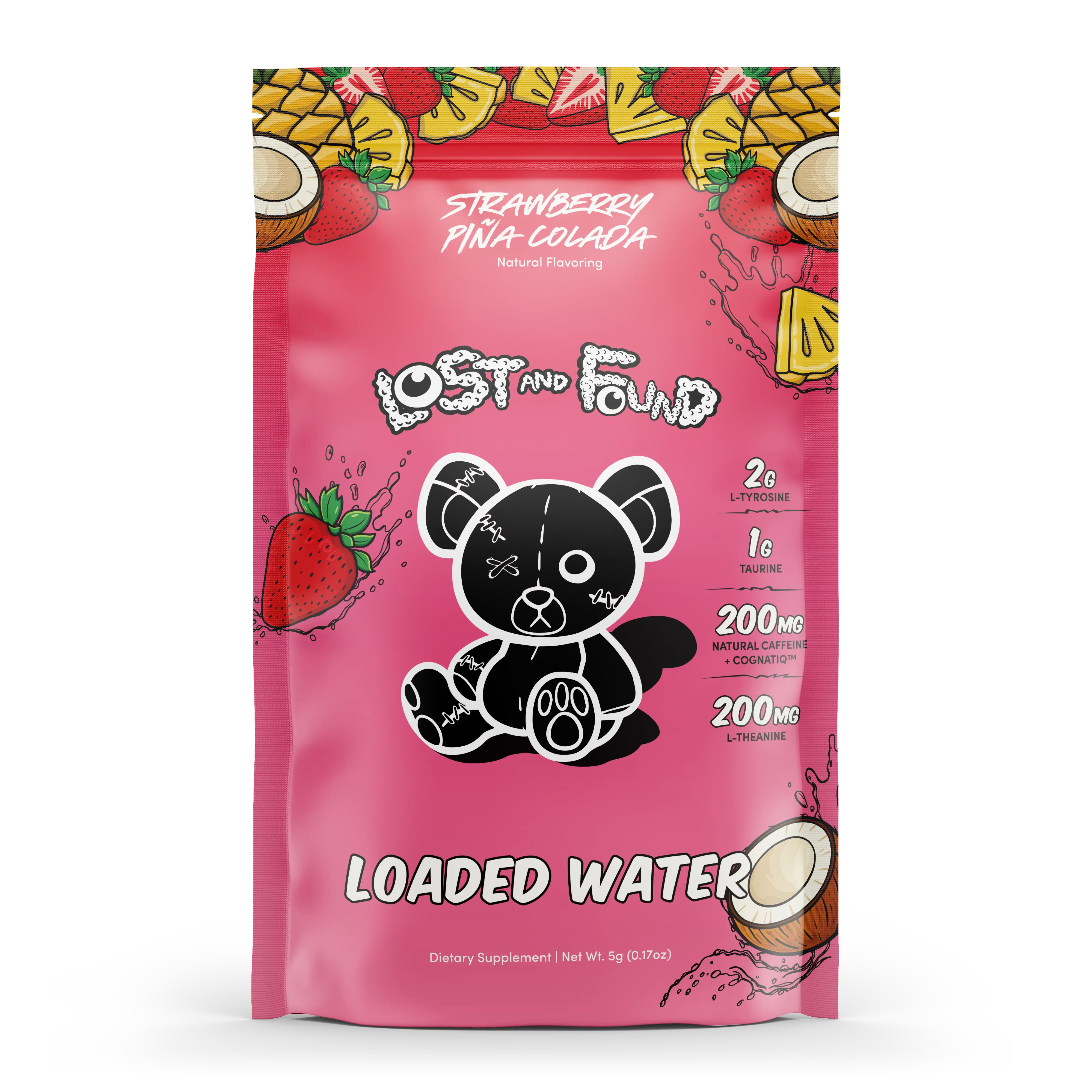 Lost and Found Loaded Waters - Single Serving Packets, Caffeinated Flavored Powder Beverage Mix, Focus Support