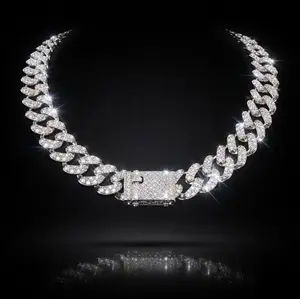 Gifted 2026 Classic Silver Cuban Link Chain Men Necklace Iced Out Diamond Luxury Hiphop Swag Bling Waterproof Nickel Free Jewelry Gift Men Fashion