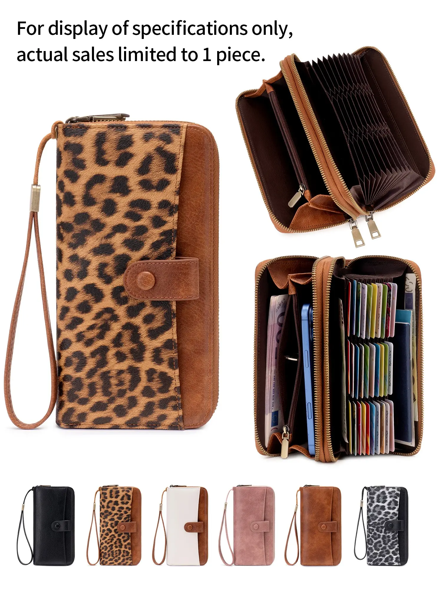 Leopard Print Retro Wallet, Simple Classic Long Wallet Wristlet, Phone Slot, Large Capacity Credit Card Holder, Zip Coin Purse, Fashionable Gift