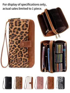 Leopard Print Retro Wallet, Simple Classic Long Wallet, Phone Slot, Large Capacity Credit Card Holder, Zip Coin Purse, Fashionable Gift