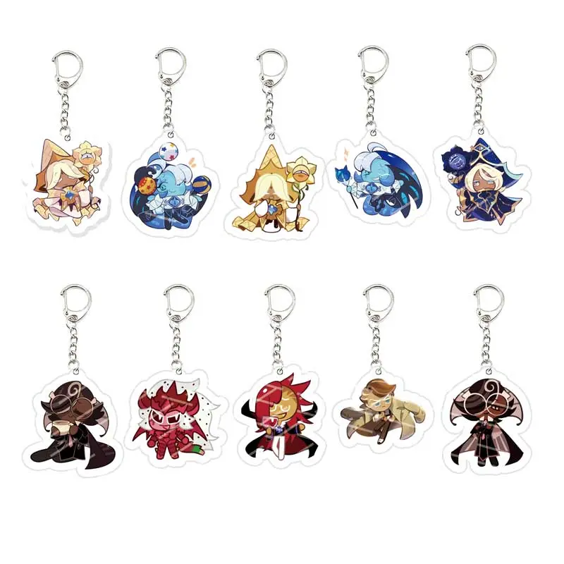 Game Chibis Shadow Milk Cookie Keychains for Accessories Bag Acrylic Coffee Brea Pure Vanilla Cookie Keyrings Pendant Fans Gifts
