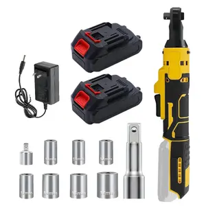 6500MAH Cordless Ratchet Wrench Set, 3/8" Electric Ratchet Chargeable Power Ratchet Wrench with Variable Speed, LED Light