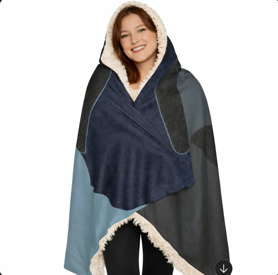 Midnight Architecture - Hooded Sherpa Blanket