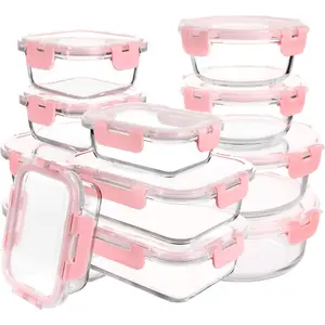 Glass Meal Prep Containers Set of 12 Food Storage Containers for Lunches, Dishwasher Safe