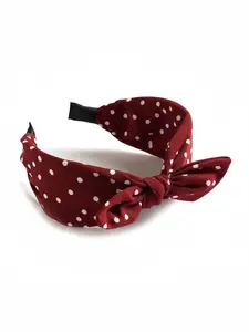 Vintage Polka Dot Bow Hairband, Polka Dot Knot Hairband, Wide Strap Non-Slip Hair Tie, Rock Style Party Daily Accessory
