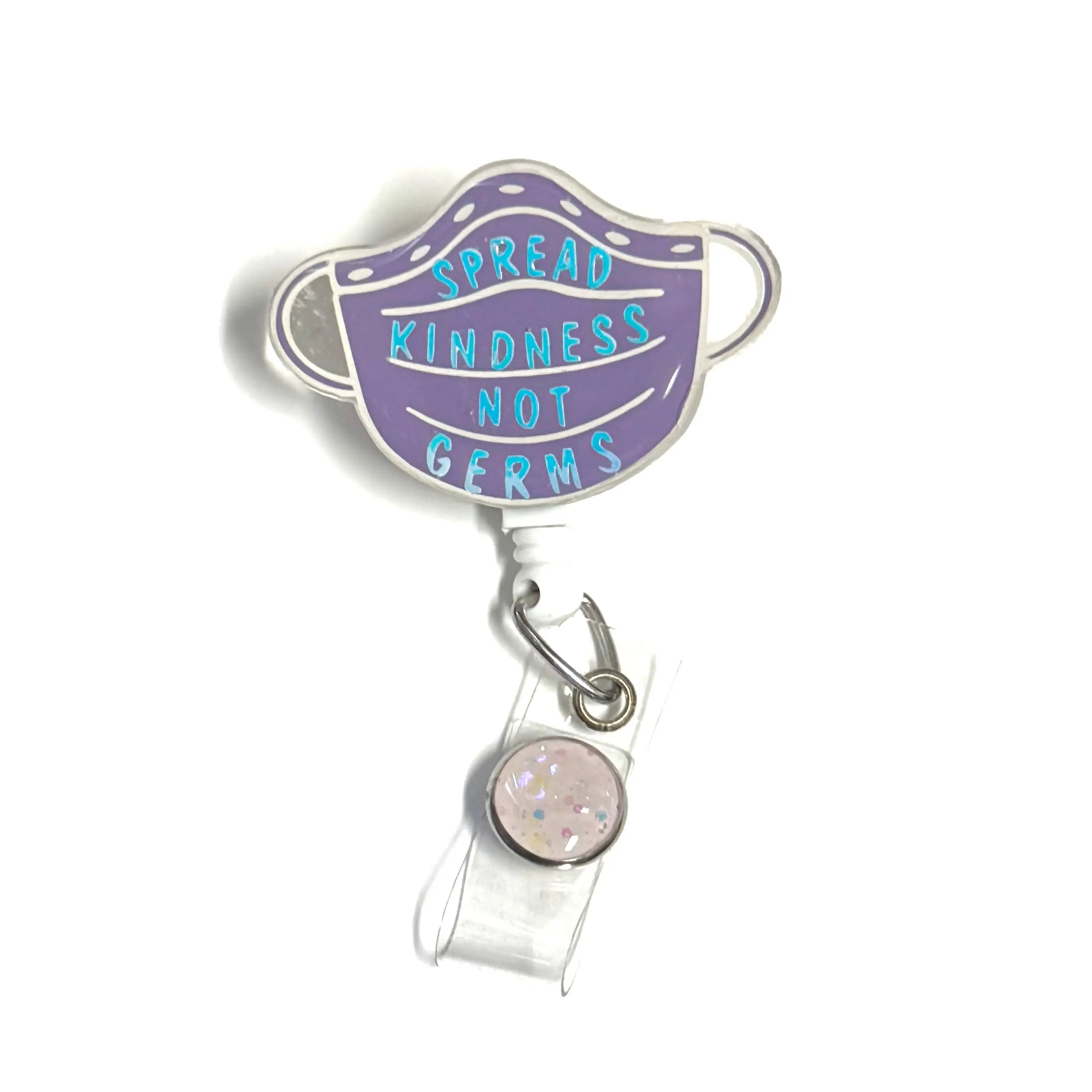 Spread Kindness Badge Reel Purple, Retractable Swivel Alligator Clip, 2”, Nurse, Dental