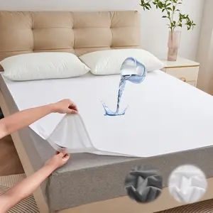 1 Pack Waterproof Soft Fleece Mattress Protector, Solid White Towel Mattress Cover, Thin Breathable Machine Washable Mattress Topper for Bedroom, Guest Room, Dorm